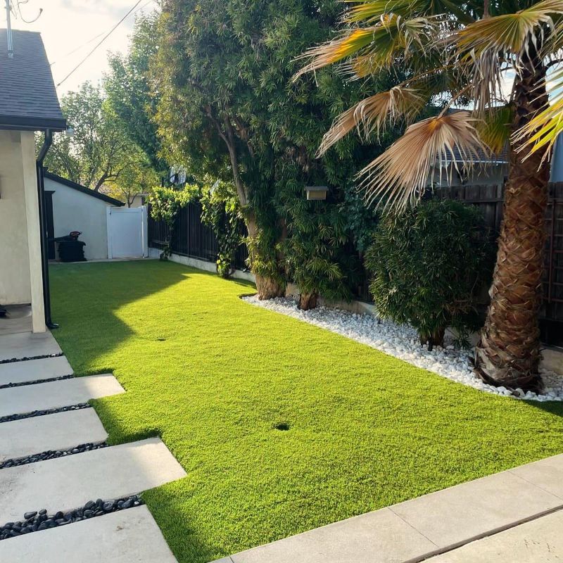 Lush green artificial grass